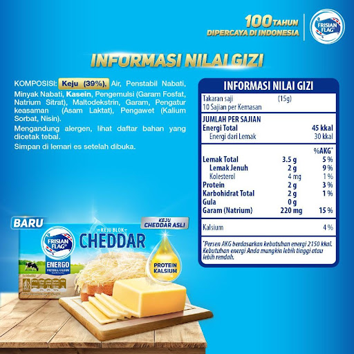 BARU! Frisian Flag Keju Cheddar mengandung Protein dan  Kalsium dukung ENERGI!
