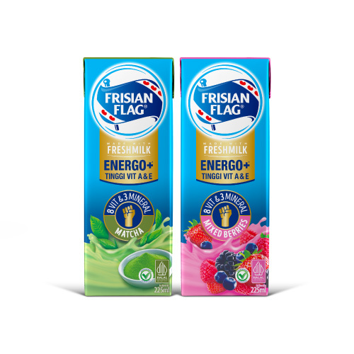 BARU! Susu UHT Frisian Flag Matcha & Mixed Berries tinggi Vitamin A&E dukung ENERGI KUAT TIAP LANGKAH!